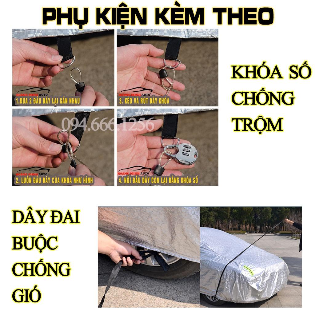 Bạt phủ ô tô, xe hơi 3 lớp tráng nhôm cách nhiệt, chống nắng, chống xước, chống cháy, đủ size cho tất cả các xe 4-7 chỗ
