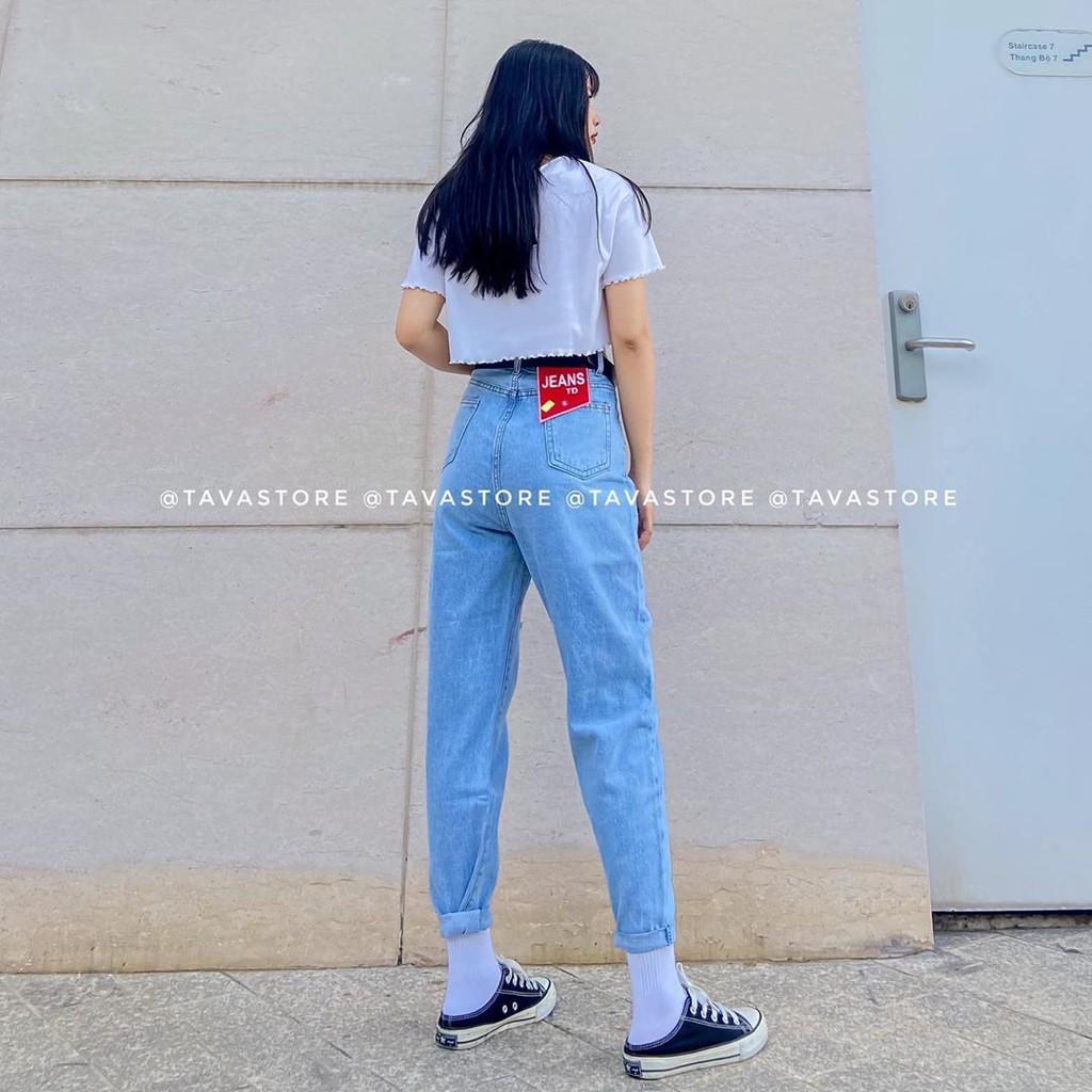 Quần baggy lưng cao xanh rách - Reeto Jean
