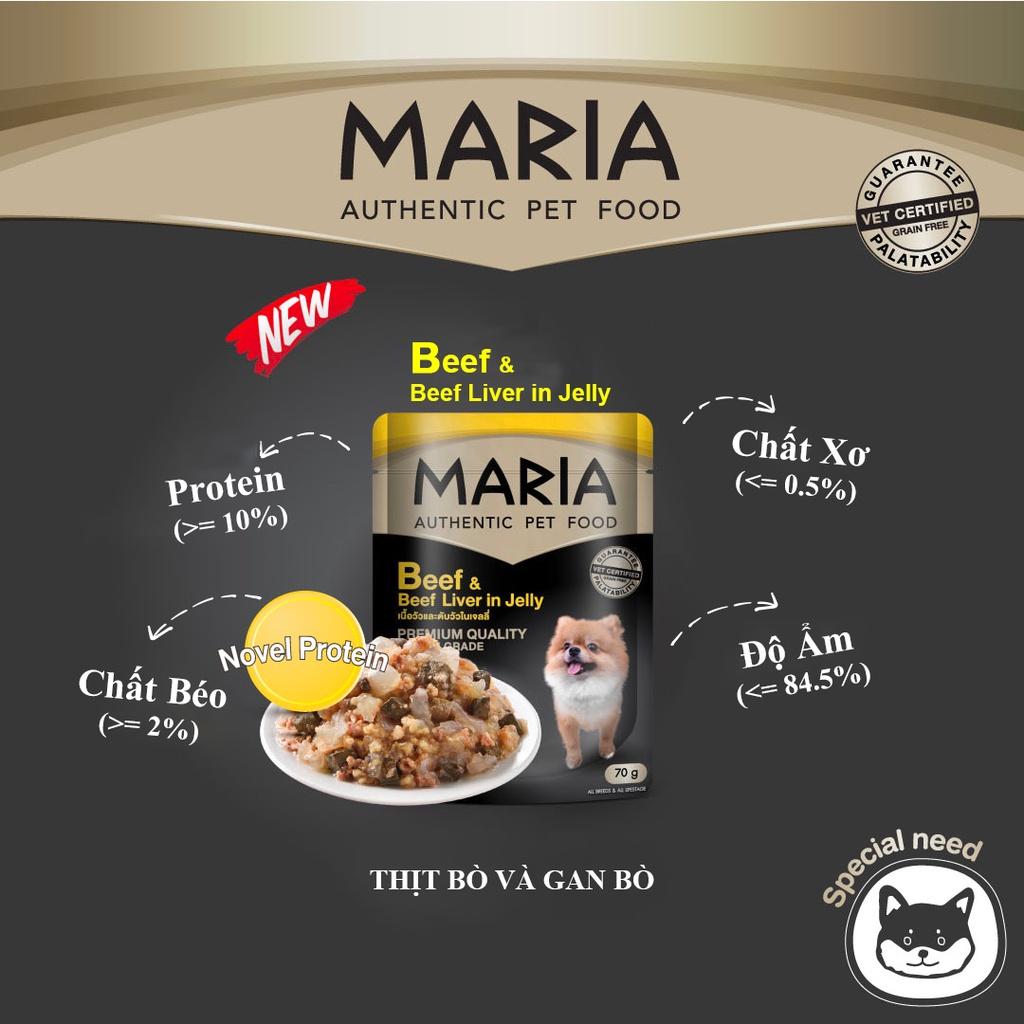 Pate cho chó con|poodle Combo 4 gói 70g MARIA AUTHENTIC PET FOOD - thức ăn cho chó vị thịt bò, thịt gà, cá hồi, cá ngừ
