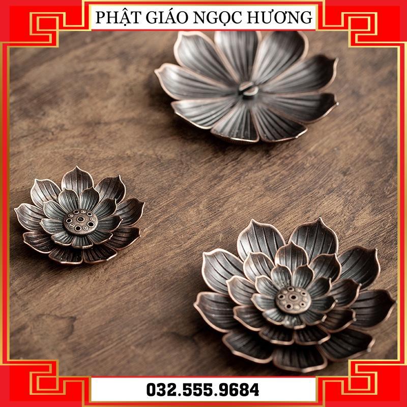 Đài Hoa Sen Cắm Nhang (Đẹp Như Hình) - Đồng Nguyên Chất - trang trí và đốt nhang trầm