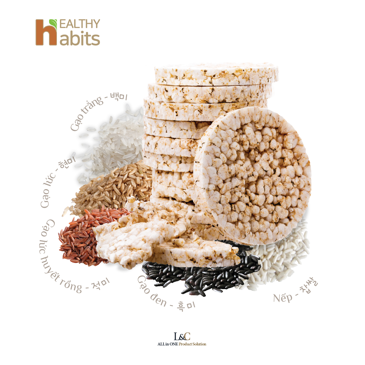 Bánh Gạo Lức Ngũ Cốc Nguyên Hạt Healthy habits - bánh gạo Hàn Quốc - hỗ trợ chế độ ăn Kiêng, GYM, EATCLEAN