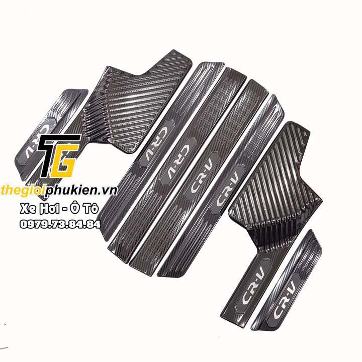 Bộ Ốp bậc cửa, Nẹp bước chân Honda CRV, CR-V 2018-2020 vân Carbon