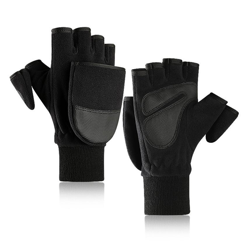 Thời Trang Mùa Đông Nam Găng Tay Cho Lạnh Tiện Lợi Ngoài Trời Flip Chụp Ảnh Chống Gió Fingerless Gloves Chất Lượng Cao Nam Găng Tay