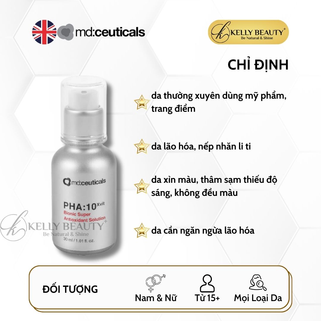 Serum Trẻ Hóa Da PHA:10XVIT Bionic Super Antioxidant Solution - MD:Ceuticals | Kelly Beauty