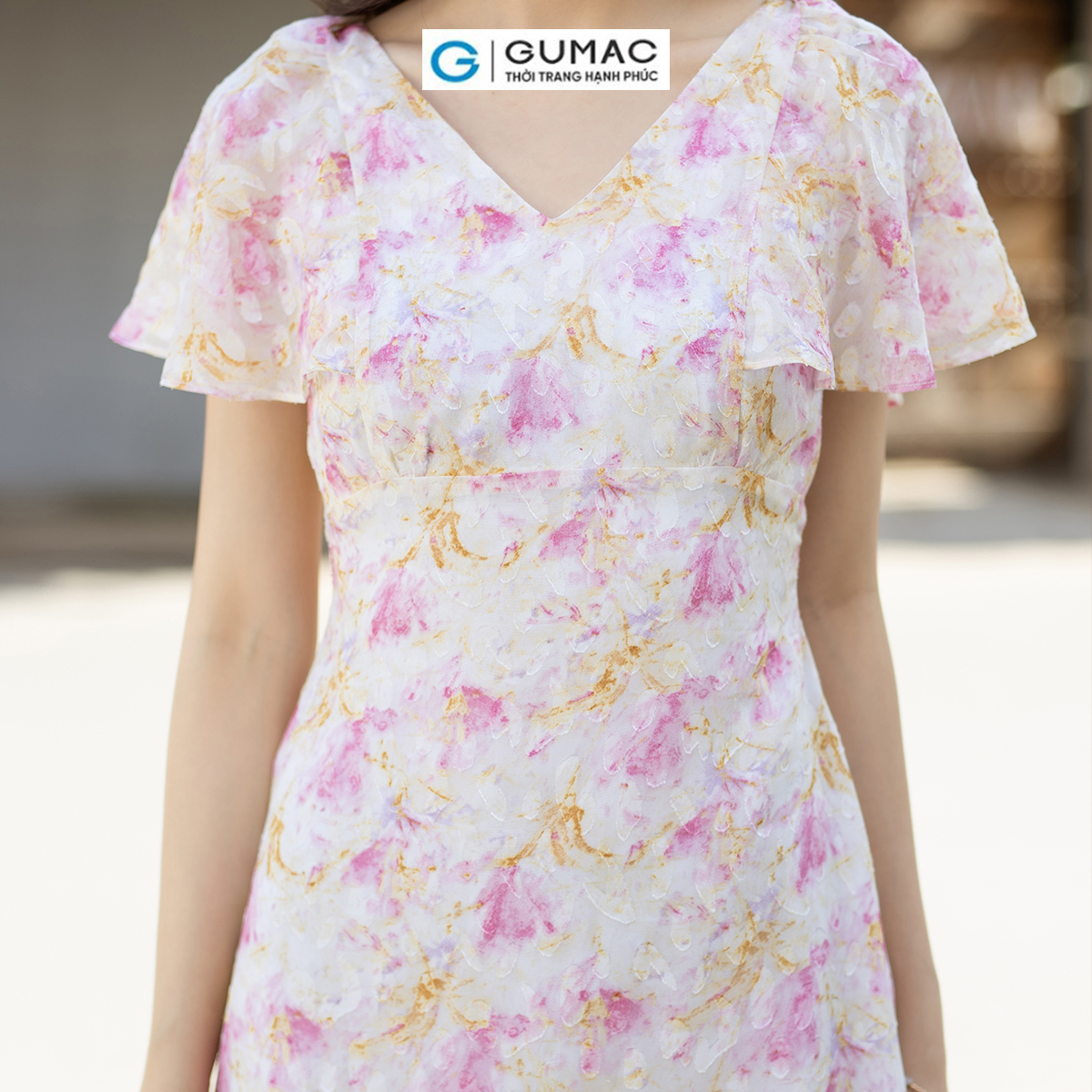 Đầm hoa phối bèo GUMAC DD08069