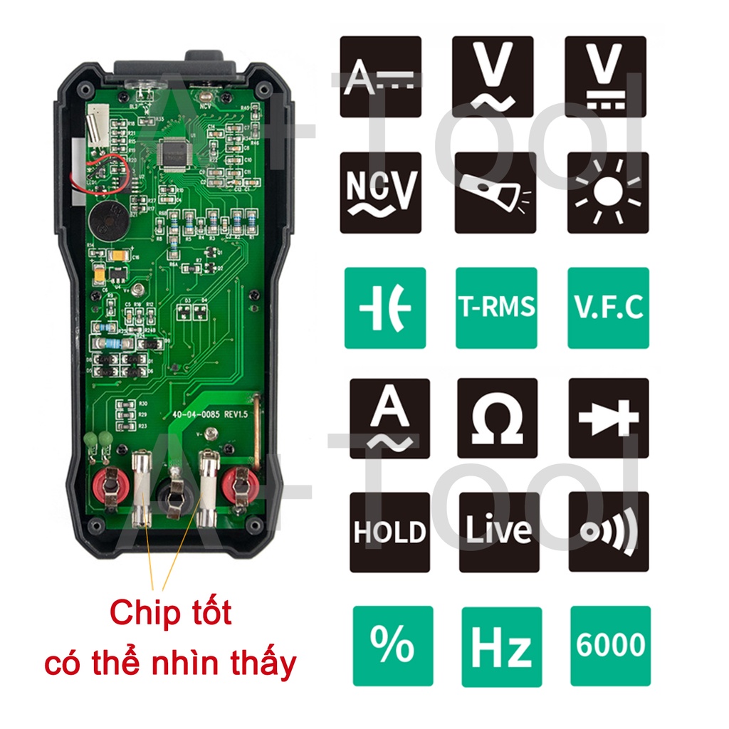 Đồng Hồ Vạn Năng Kỹ Thuật Số FY76 Vạn Năng Kế Có Thang Đo Tự Động Máy Đo RMS Thật 0 ~ 600V AC DC Với Màn Hình LCD Hiện Thông Số