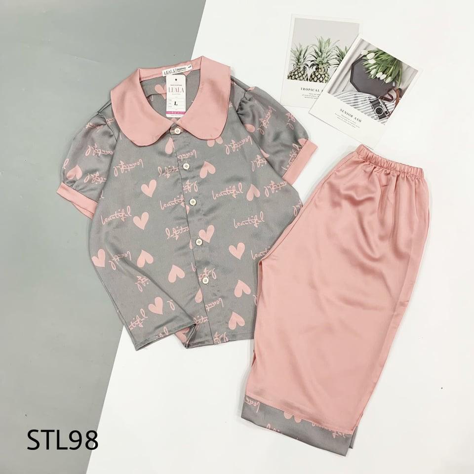 Bộ lụa Pijama satin lửng lụa cao cấp