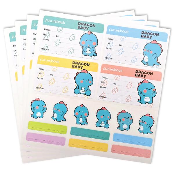 Nhãn Vở Học Sinh Dragon Baby Kèm Sticker - futurebook N101 (16 Nhãn)