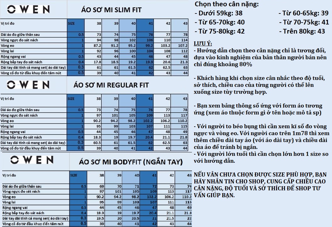 OWEN - Áo sơ mi dài tay Owen SLimfit màu xanh trơn chất sợi tre 220844
