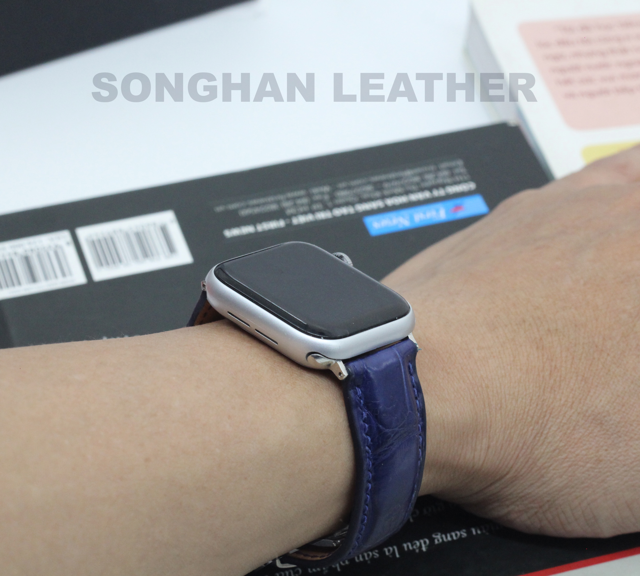 Dây Đeo Thay Thế Dành Cho Apple Watch Da Cá Sấu Cao Cấp, Dây Da Apple Watch Series 2,3,4,5,6,7 Size 38mm,40mm,41mm,42mm,44mm,45mm Hàng Chính Hãng Songhan Leather