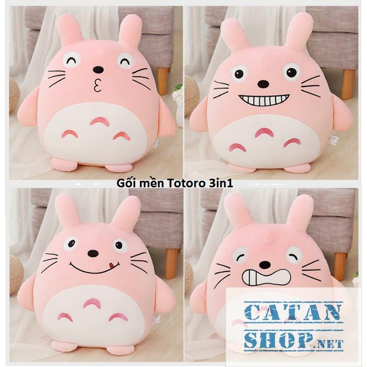 Gối mền TOTORO 3in1 mặt biểu cảm vui nhộn Vải nỉ nhung cực mịn, bộ chăn gối văn phòng