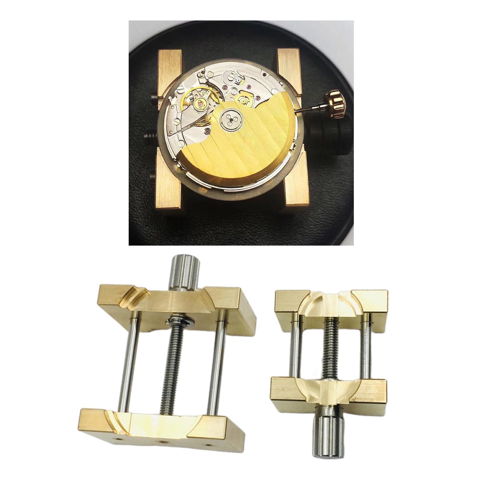 2 Pieces Brass Watch Movement Clip Holder Fixed Base Accessory 2 Seats