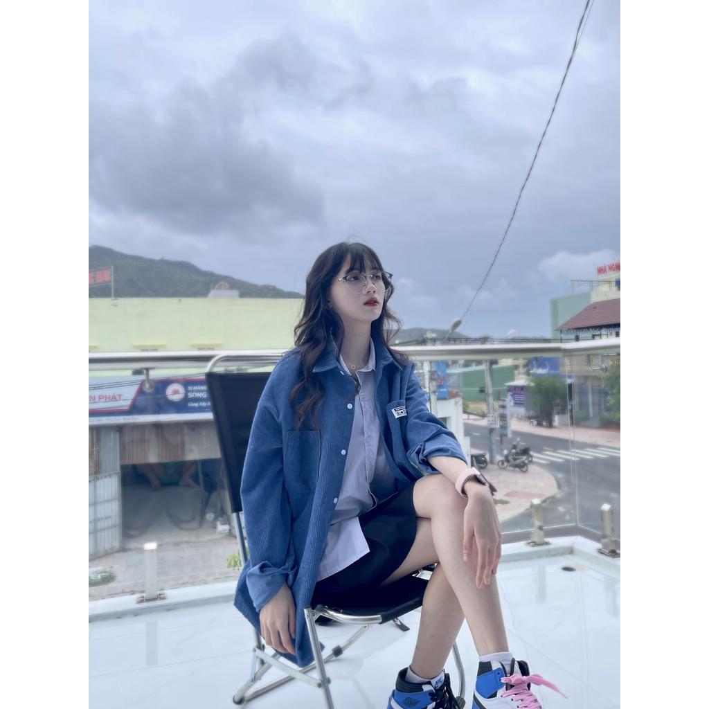 Áo sơ mi nhung lì 2 túi oversize vintage Hàn Quốc ZOZO_unisex