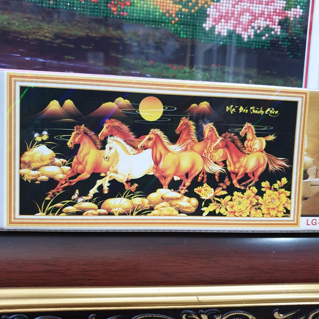 Tranh Đính Đá MÃ ĐÁO THÀNH CÔNG NỀN ĐEN . Kích Thước: 1m x 50cm - 1m5 x 70cm - 1m8 x 85cm