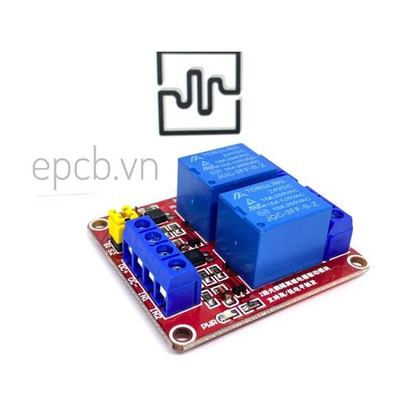 Mạch 2 Relay Opto Chọn Mức Kích High/Low 24VDC