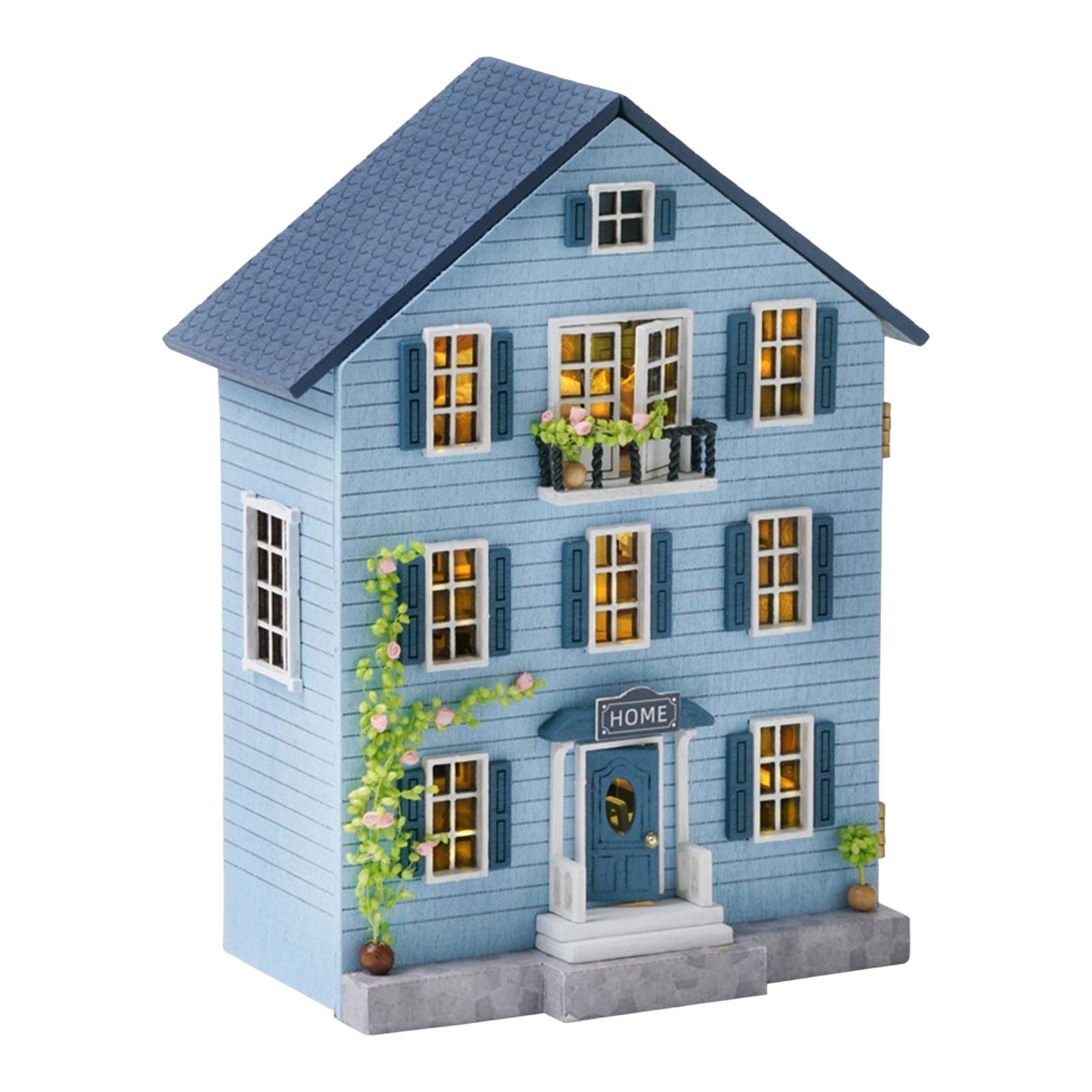 2pcs Miniature Wooden Dollhouse DIY Kit 3d Wooden Puzzle Valentine's Gift