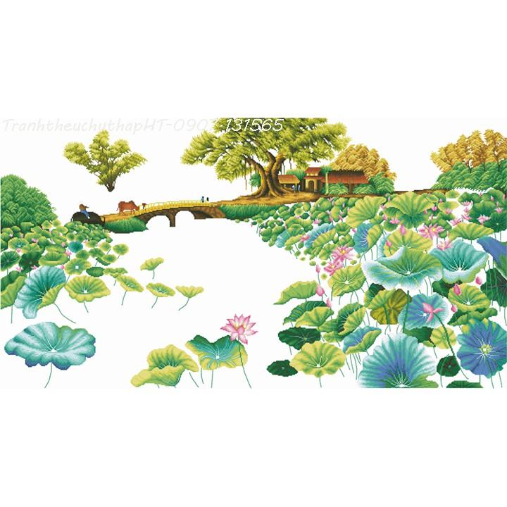 Tranh đính đá đầm sen VS128 - tự đính