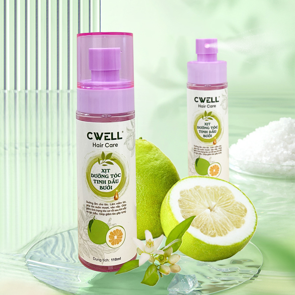 Xịt dưỡng tóc tinh dầu bưởi CWELL 110ML, xịt bưởi mọc tóc giảm gãy rụng, kích mọc tóc, dưỡng tóc dài nhanh