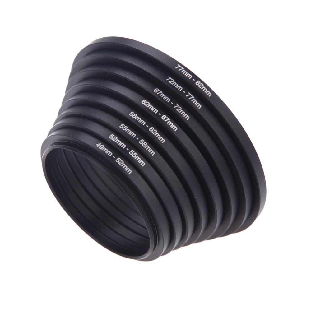 8 cái Bộ lọc Step Up Rings Bộ điều hợp 49-52-55-58-62-67-72-77-82mm 49mm-82mm