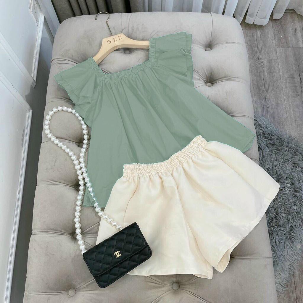 Đồ ngủ, đồ nữ, đồ mặc nhà, đồ bộ, đồ ngủ dễ thương, đồ bộ mặc nhà, bộ đồ ngủ, set bộ mặc nhà, đồ bộ mặc nhà, đồ ngủ nữ,Sét bộ áo trễ vai babaydoll cánh tiên và quần ngắn siêu hot