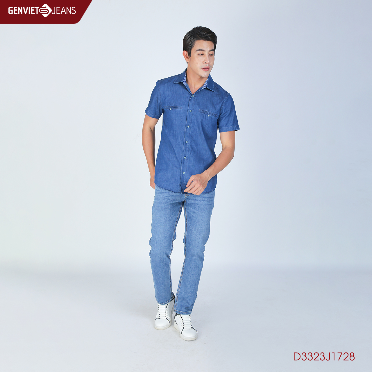 Áo Sơmi Jeans Cộc Tay Nam D3323J1728 GENVIET