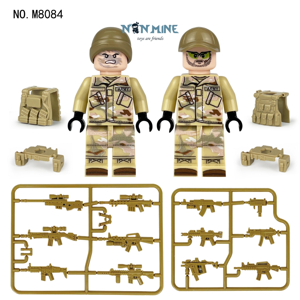 Minifigures Combo 12 Lính Đồ Chơi Quân Sự Lắp Ráp Sa Mạc Có Kèm Trang Bị M8084 Mẫu Mới Đẹp