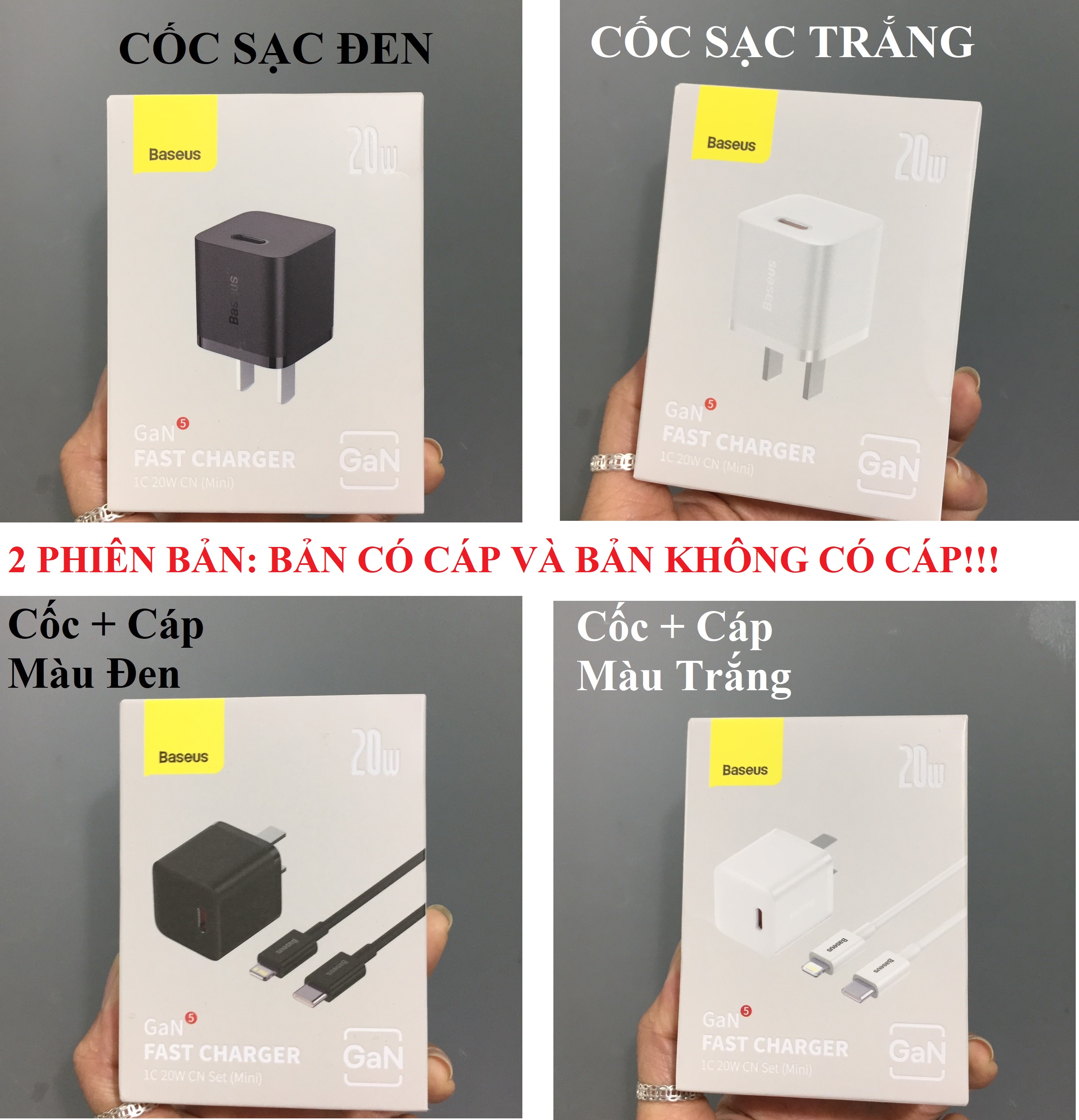 Cốc sạc / Bộ sạc nhanh 1 cổng type-C 20W Baseus GaN5 Mini CCGAN20C5-M _ Hàng chính hãng