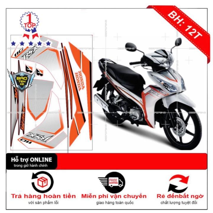 Tem rời dán xe wave RSX 2012 trắng cam - Bi Decal