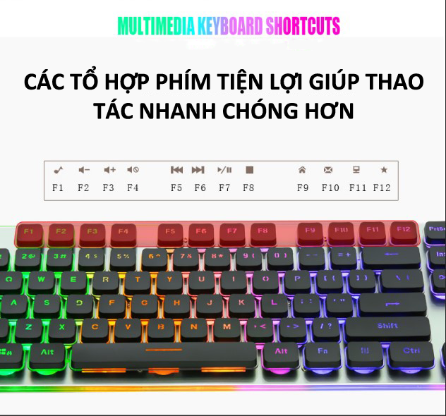 Bàn phím LANGTU L1 chuyên game mặt nhôm cao cấp full size 104 phím có đèn led viền 7 màu - Hàng Chính Hãng