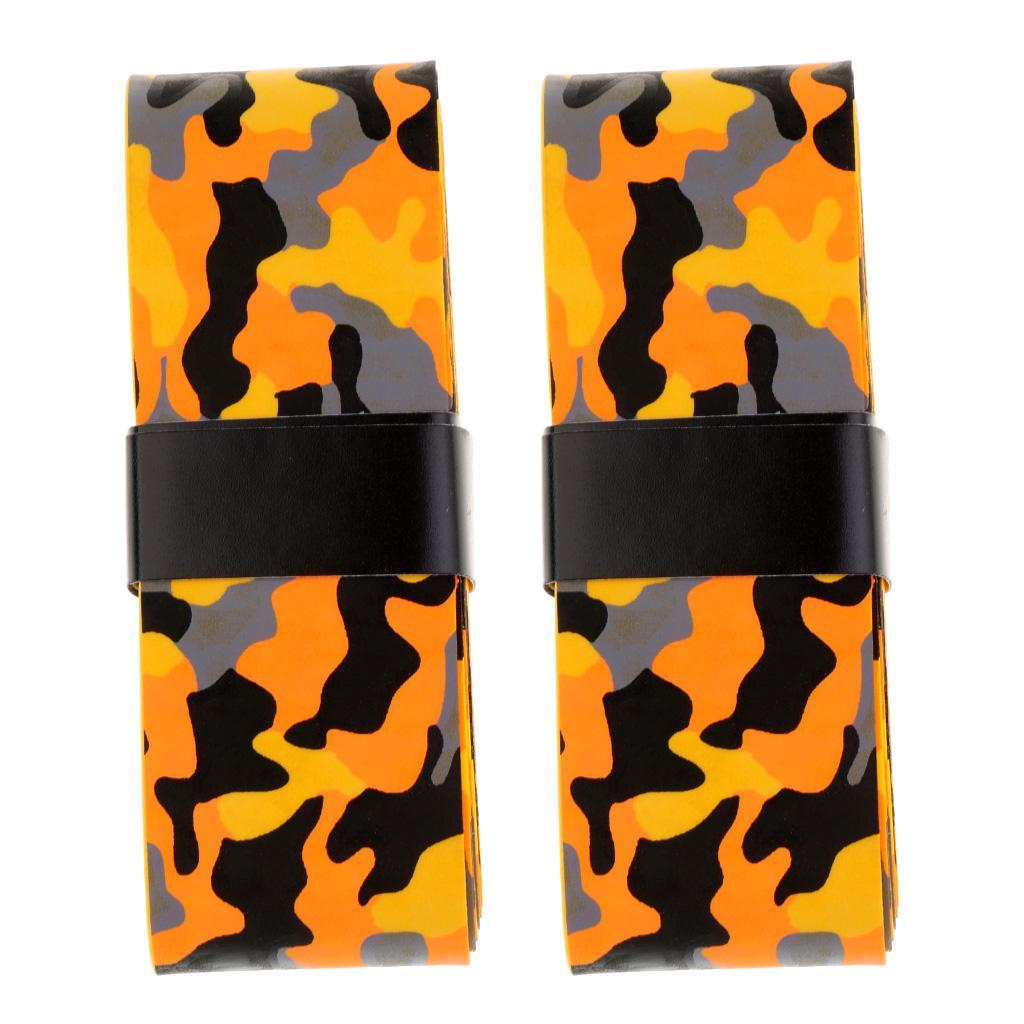 2xAnti- Squash/ Tennis Bat Overgrip Racket Grip Tape Yellow And Orange