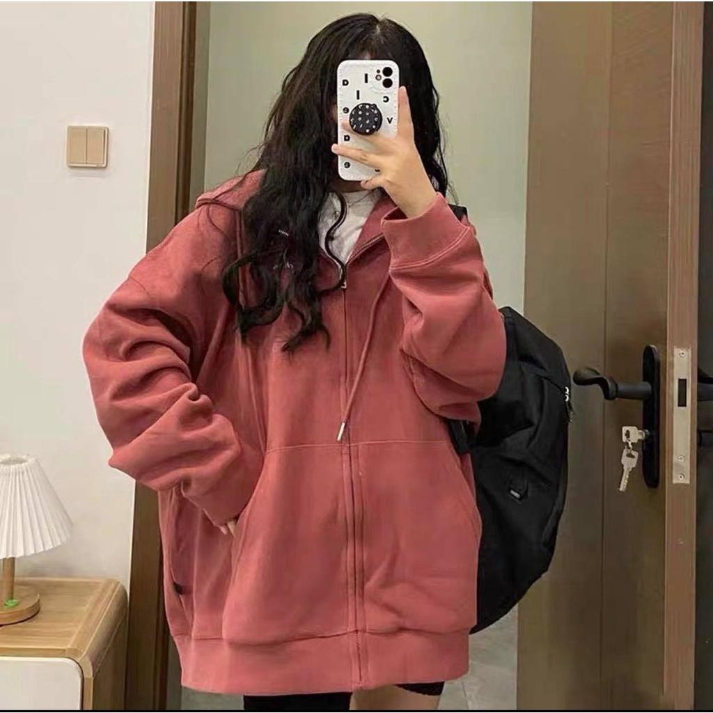 Hoodie Dáng Rộng Zip Áo khoác nỉ cánh dơi thụng chất bông dày mịn cực ấm