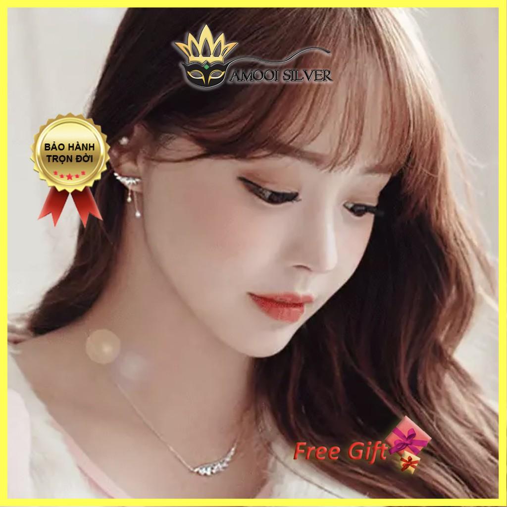 Bông tai bạc S925 vành đôi cánh - Amooi Silver AB74