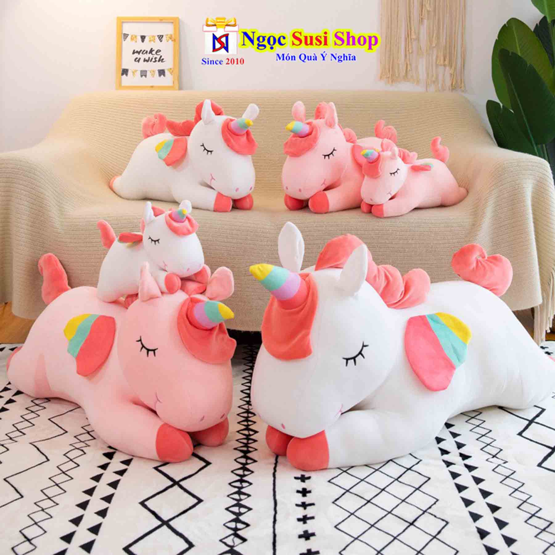 GỐI ÔM CON NGỰA PONY NGỰA KỲ LÂN KHỔNG LỒ SIÊU MỊN - THÚ BÔNG NGỰA KỲ LÂN