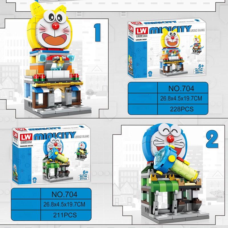 Xếp hình Doremon - Đồ chơi bé gái - Combo 4 ngôi nhà Doraemon, Doremi