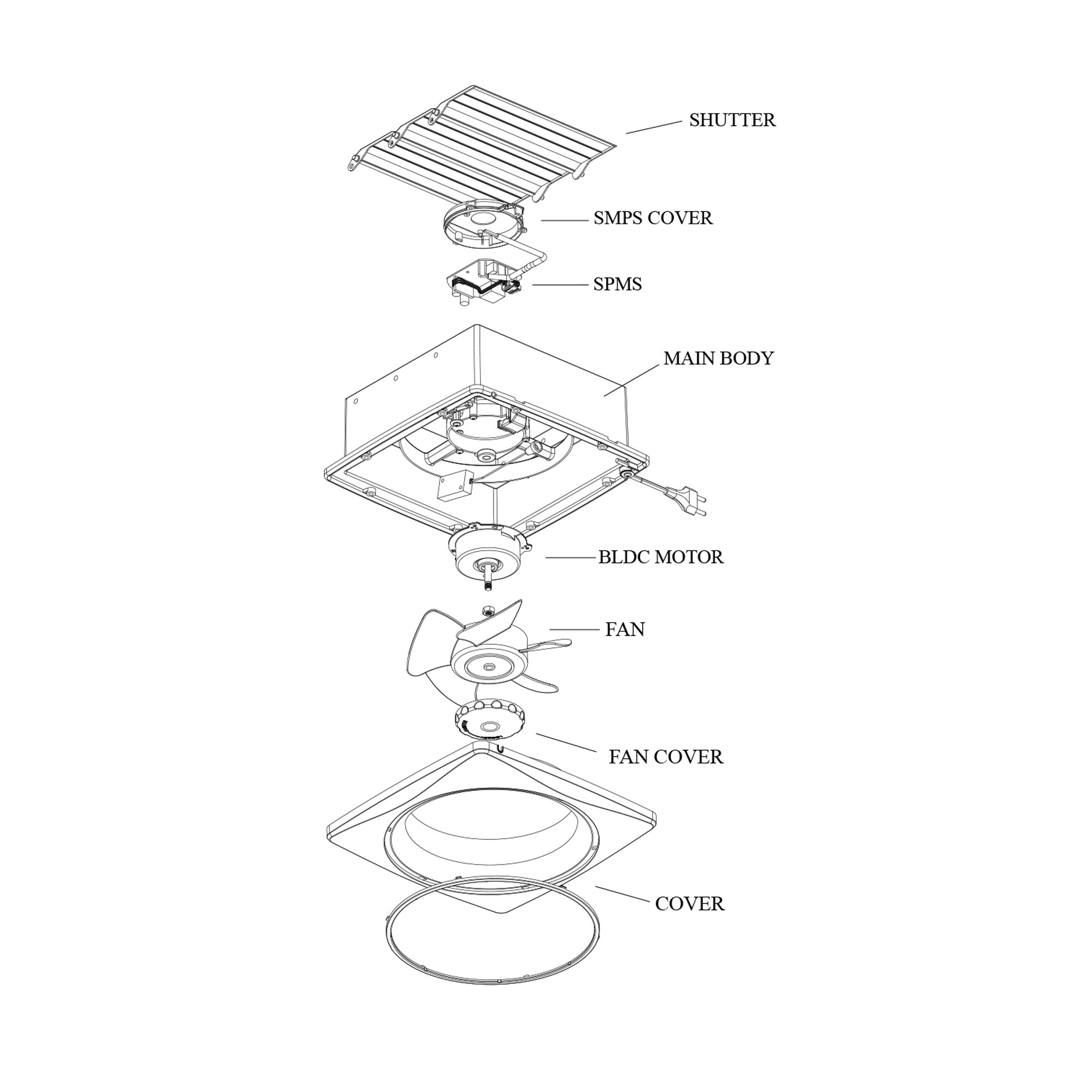 Quạt Hút Thông Gió Gắn Tường WHIFA VTS-20WI (M) 8 Inch Màu Trắng - Hàng Nhập Khẩu