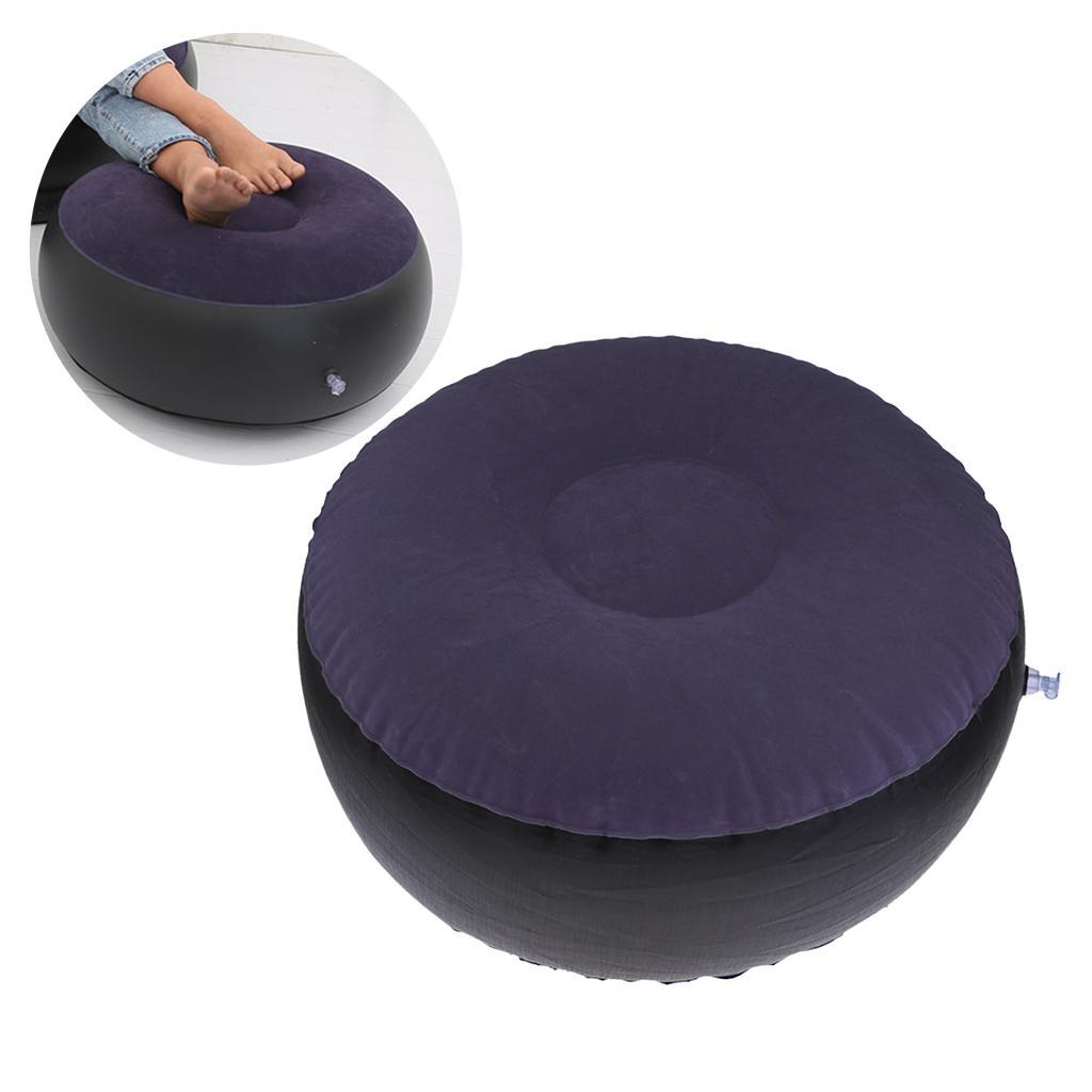 2x Portable Air Inflatable Stool Ottoman Chair For Fishing Bedroom Dark Blue