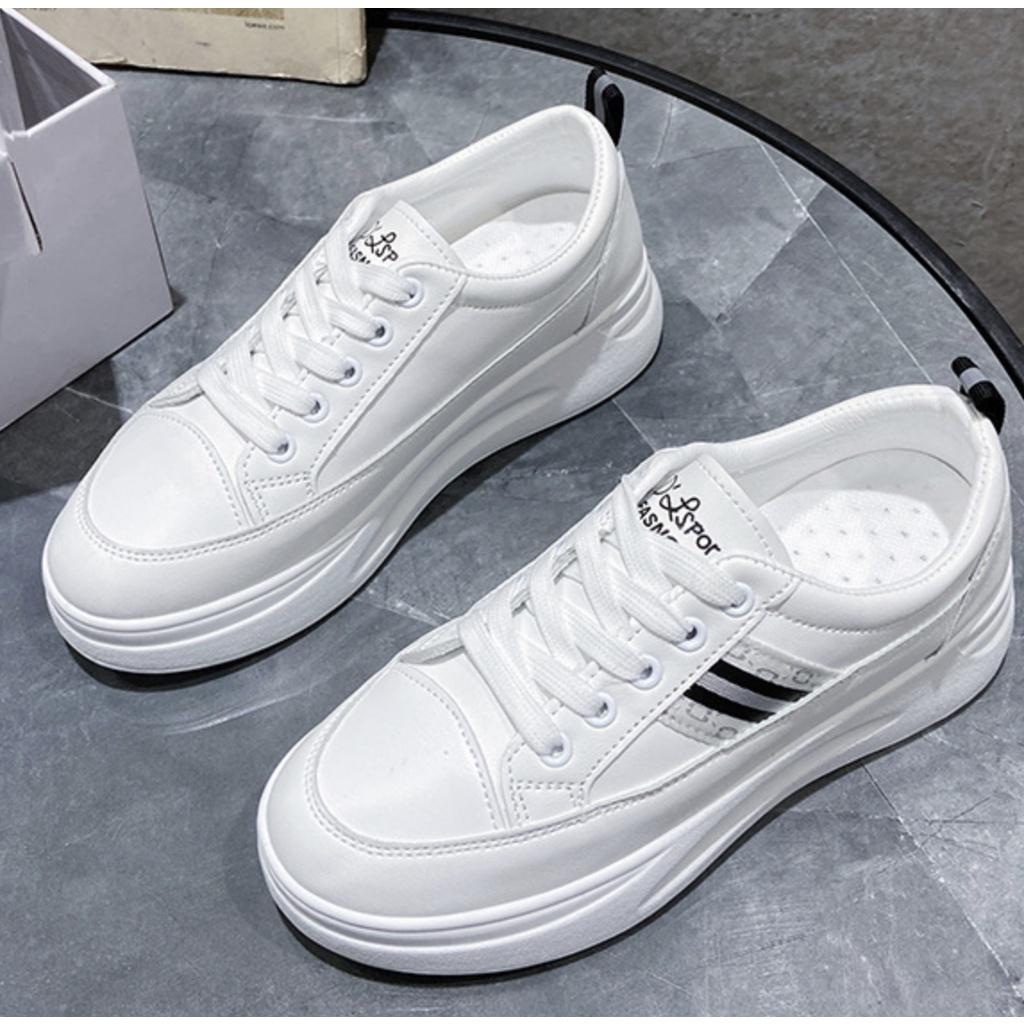 Giày nữ thể thao sneaker đi học đi làm đẹp đế cao big size trắng đen giá rẻ đế độn MS 103