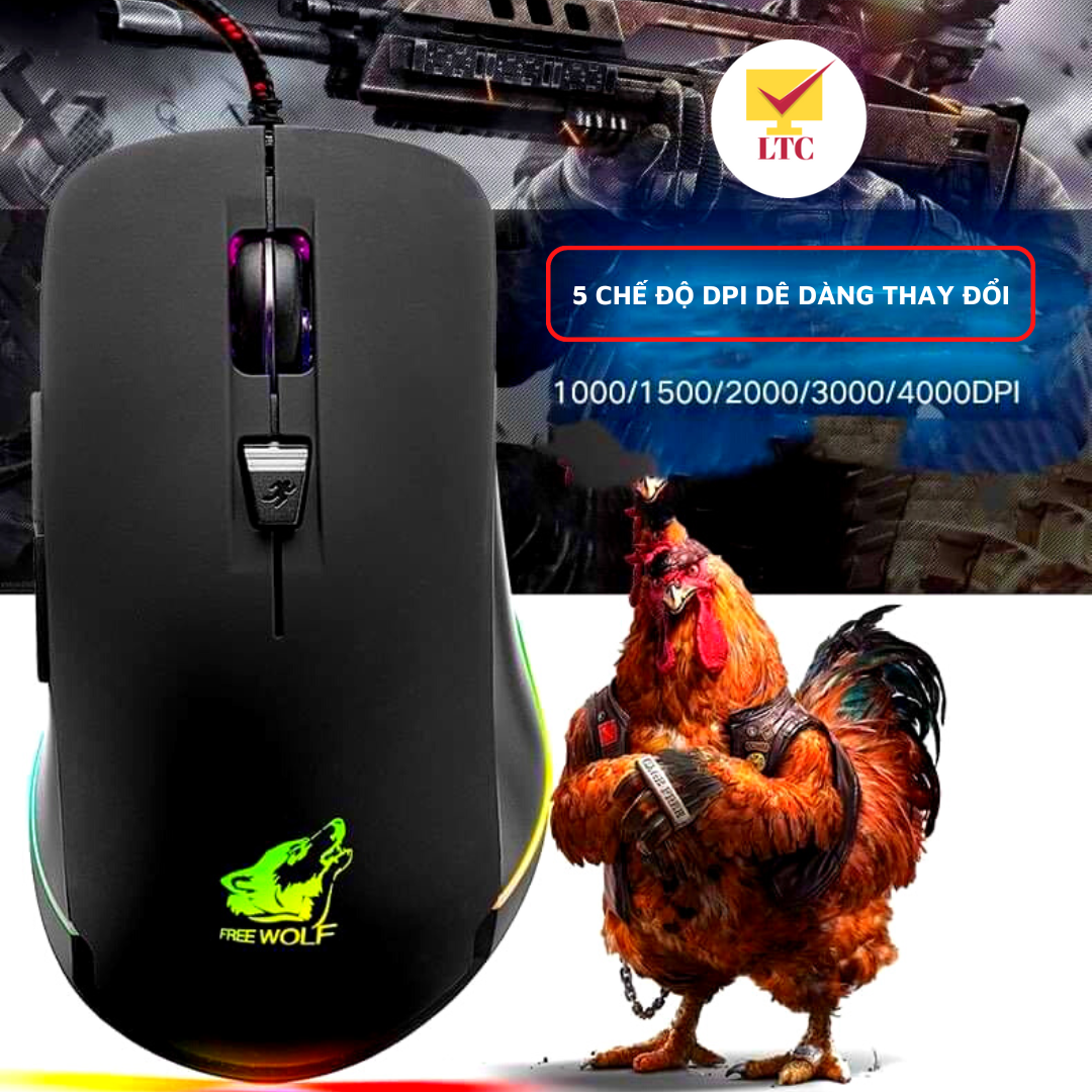 Chuột máy tính gaming led đổi màu nhiều chế độ V6, mouse chơi game tương thích PC - Hàng Chính Hãng