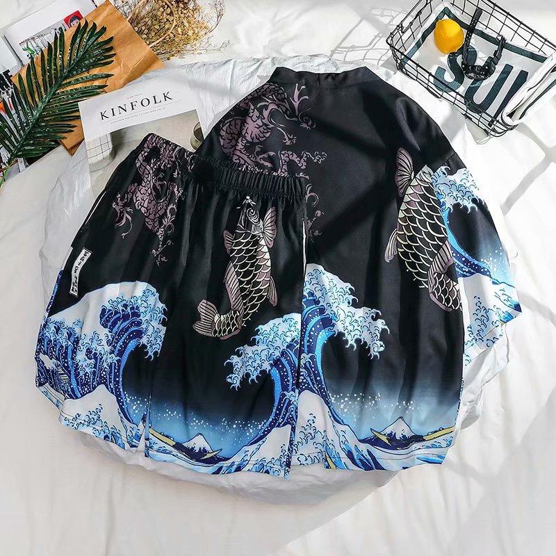 Set Áo Sơ Mi Ngắn Tay + Quần Short In Họa Tiết Thời Trang Mùa Hè Dành Cho Nam
