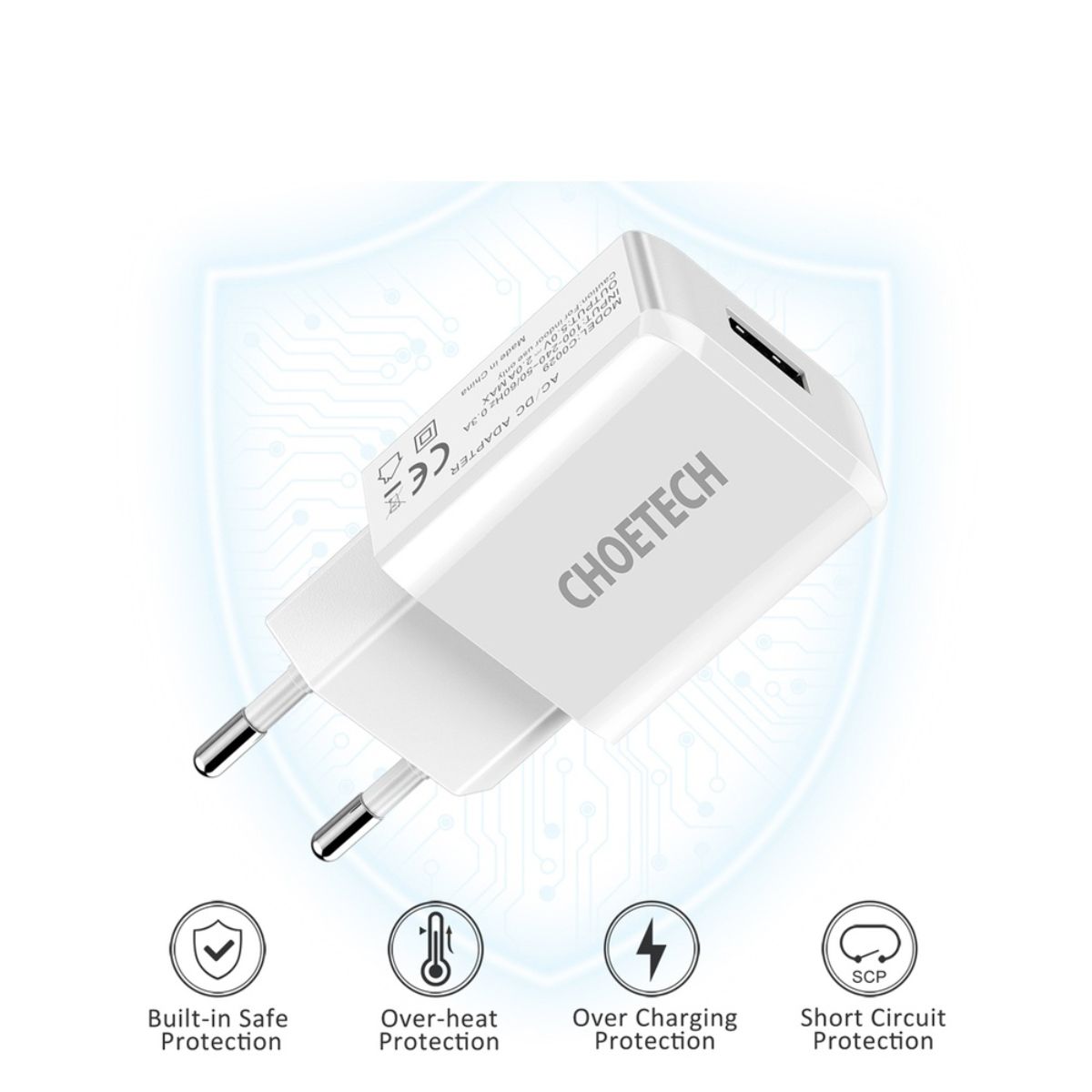 Củ sạc  Choetech C0029 nhanh cổng USB A 10w (Hàng chính hãng)