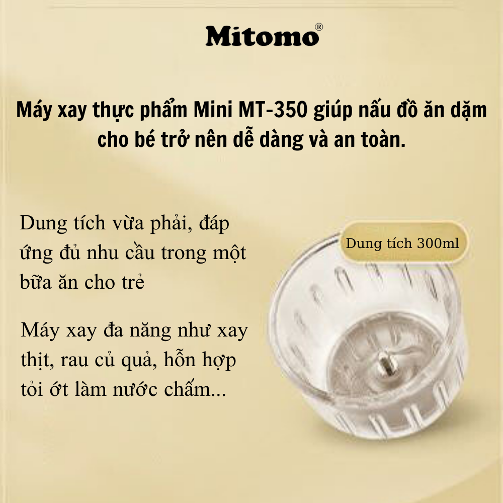 Máy xay ăn dặm cho bé, xay thịt đa năng Mitomo MT-350 - Hàng chính hãng