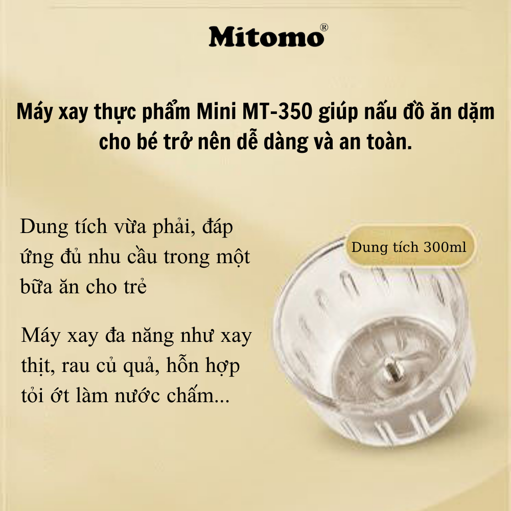 Máy xay hành tỏi ớt, xay thịt đa năng Mitomo MT-350 - Hàng chính hãng