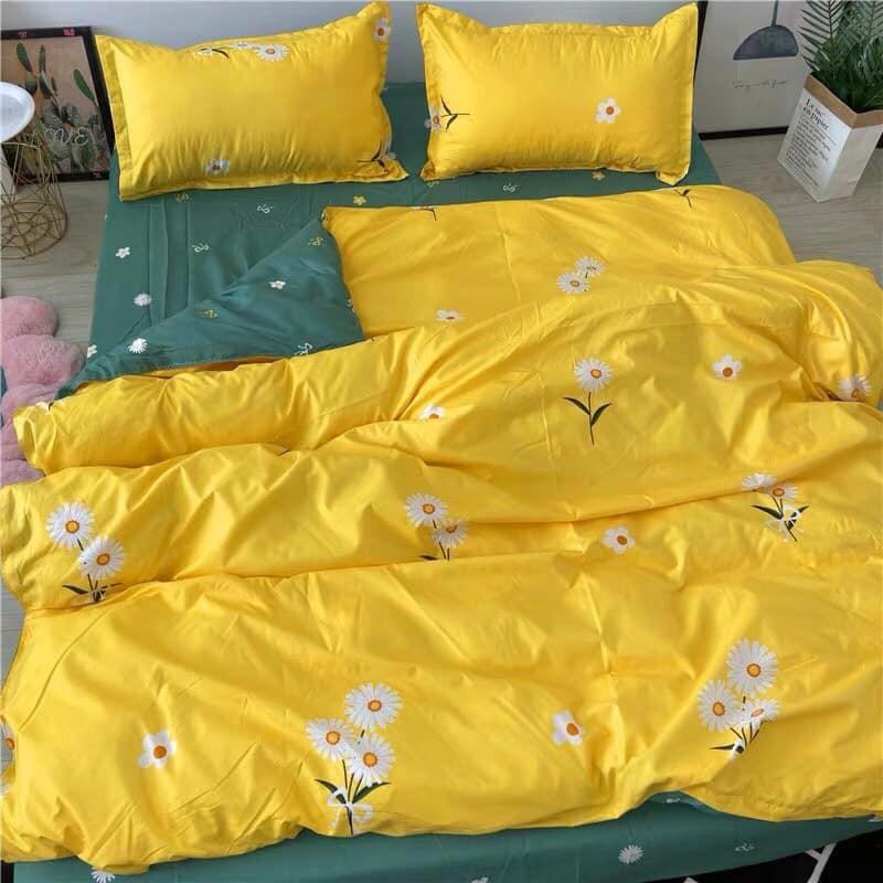 Bộ Chăn Ga Gối Cottong Poly Cúc Vàng