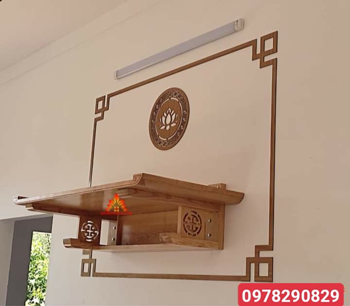 Bàn thờ treo tường bằng gỗ sồi 81 cm