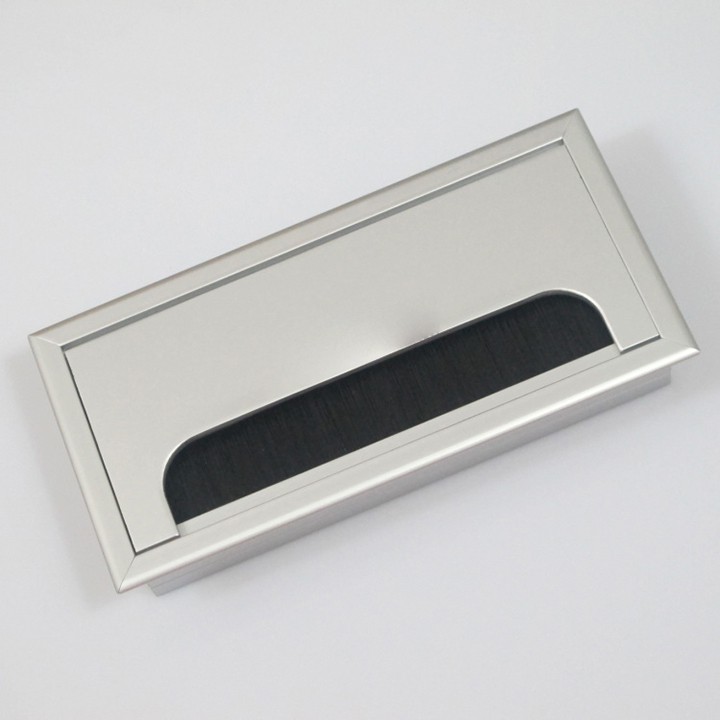 Nắp Luồn Dây Điện Nhôm Chữ Nhật 80*160mm - Nắp Luồn Dây Điện Lắp Âm Bàn Dùng Cho Bàn Làm Việc Văn Phòng