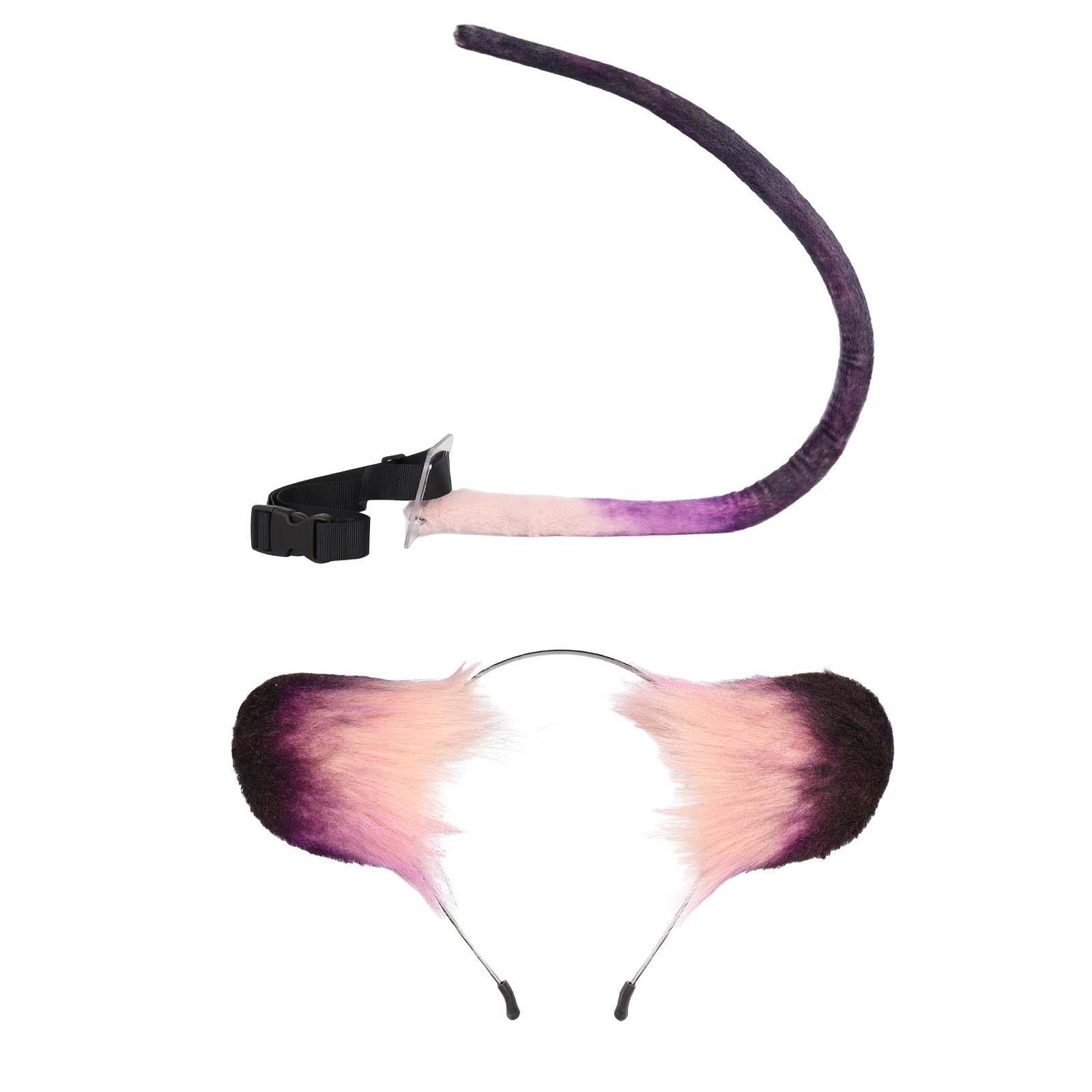 Animals Ear Hair Hoop Cats Costume Accessories Set Cosplay Headwear Dress up Ears and Tail Set for Kids Adults Carnival Role Play Halloween