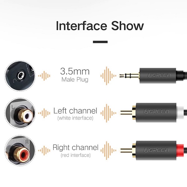Dây cáp âm thanh Aux Rca 3.5mm 2 Rca đầu cắm sang 3.5mm dài 5m - 10m hàng chính hãng