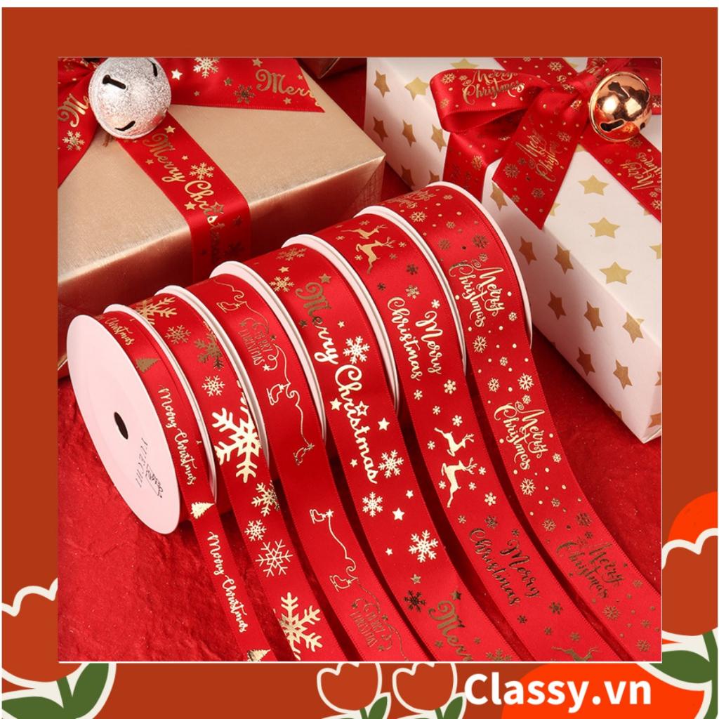 Ruy băng Classy vải sợi poly dài 01MÉT, dệt chữ chủ đề lễ hội, màu đỏ Q958