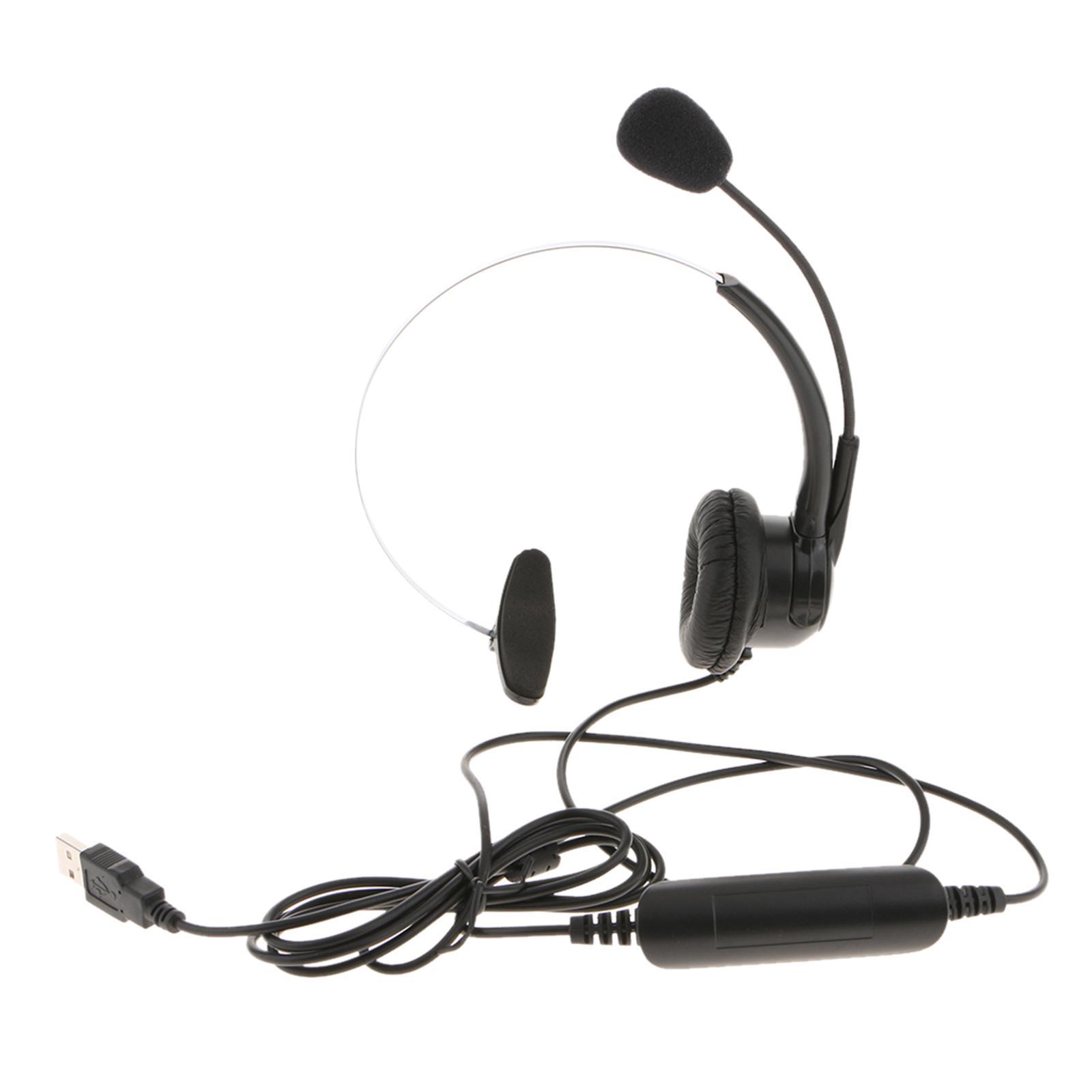 5Pcs Call Center Monaural USB Headset with Mic Microphone for Computer