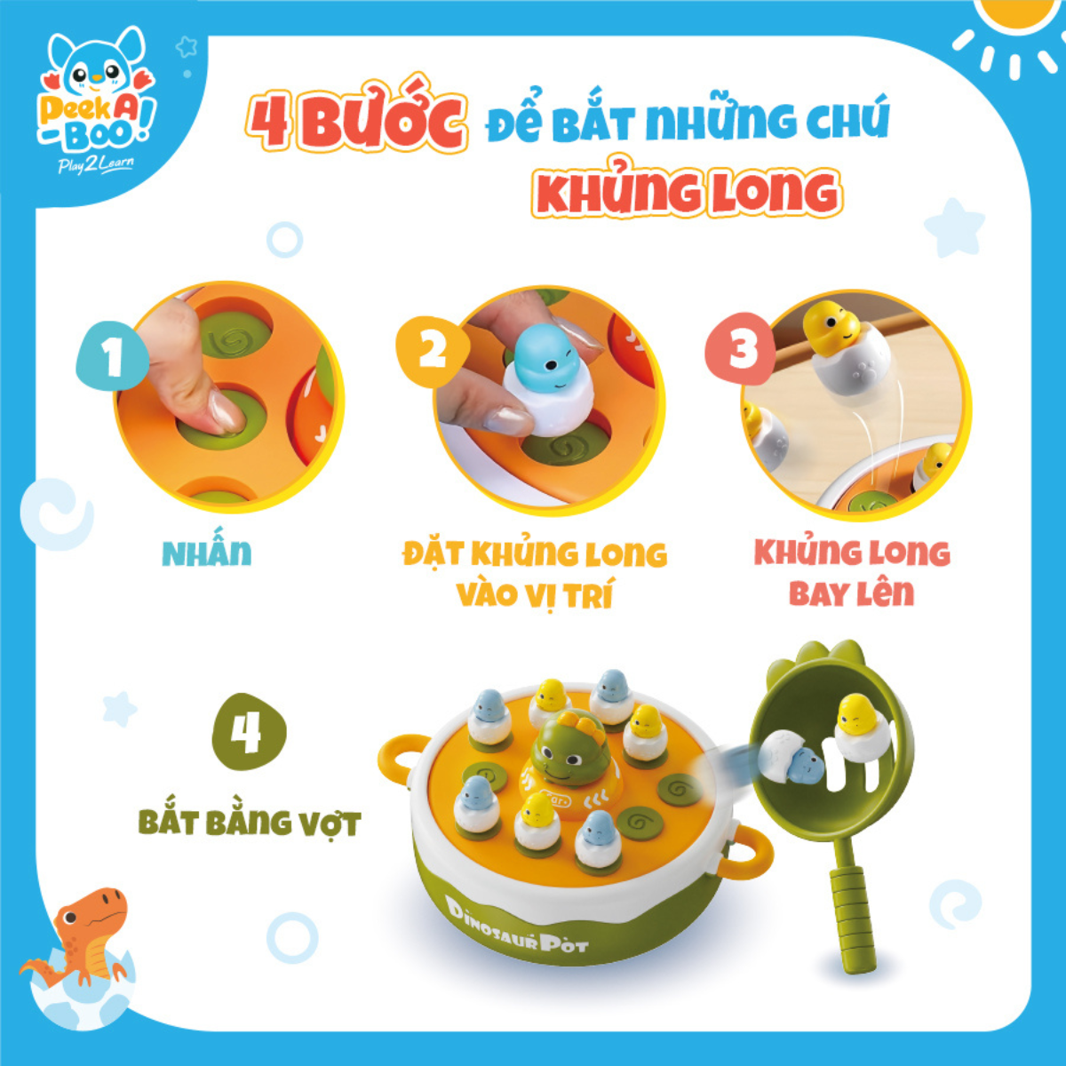 Đồ Chơi Bắt Và Câu Khủng Long 5 Trong 1 Cho Bé PEEK A BOO PAB053